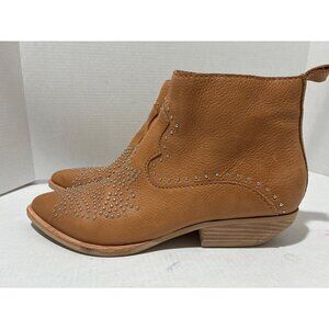 Dolve Vita Stud Uma Booties womens studded pointy ankle wester Brown  size 9.5